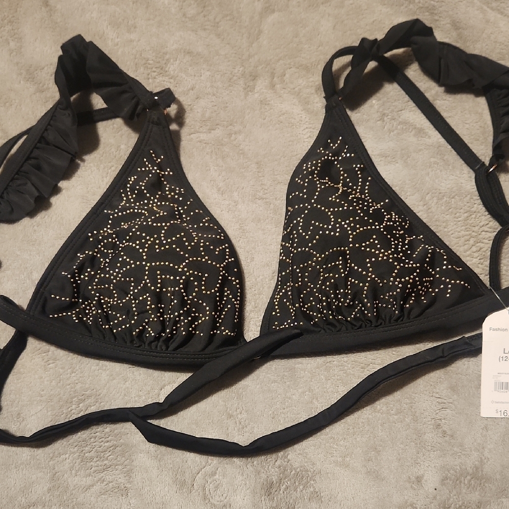 Black Studded Bikini Top